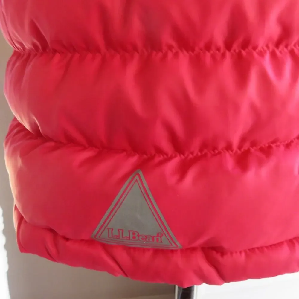 NWT LL Bean Red Azalea Goose Down Puffer Vest XL 18 Outerwear Scrunch Down Girls